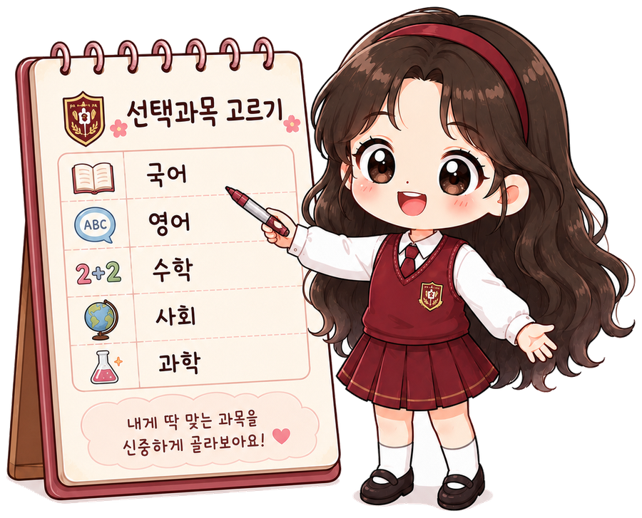 복자여고 학생의 선택과목 안내 일러스트